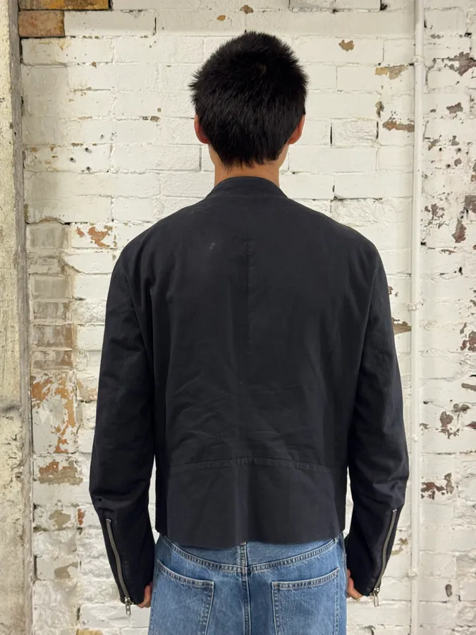 SS2007 Maison Margiela 5-Zip Biker Black Cotton Jacket - Image 4