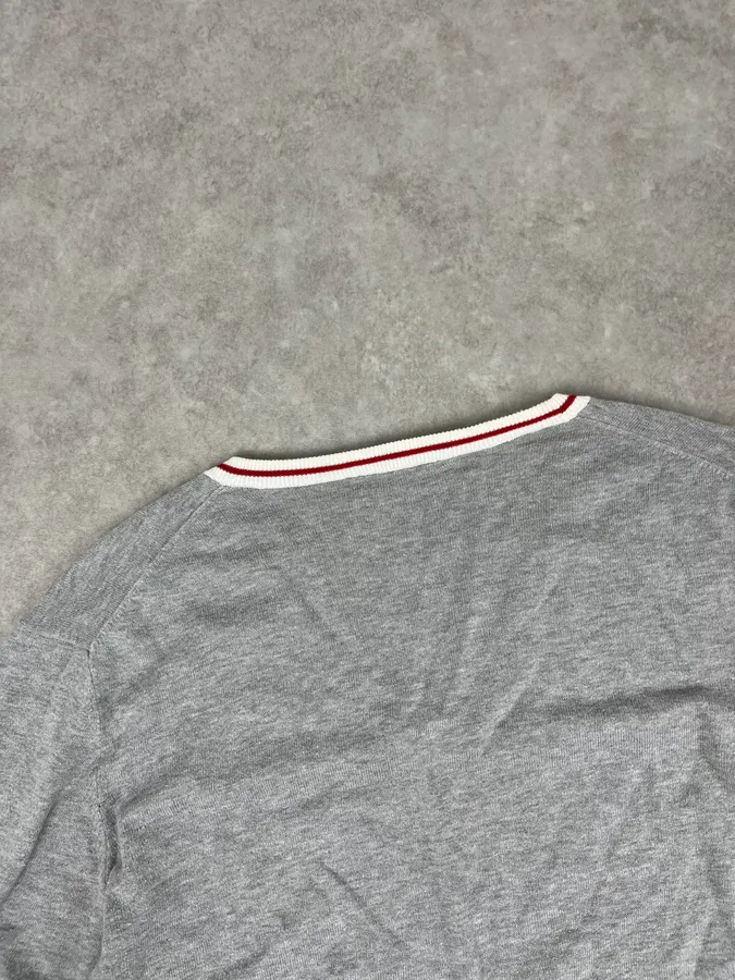 SS2007 Prada Grey V-Neck Contrast Trim Sweater - Image 6