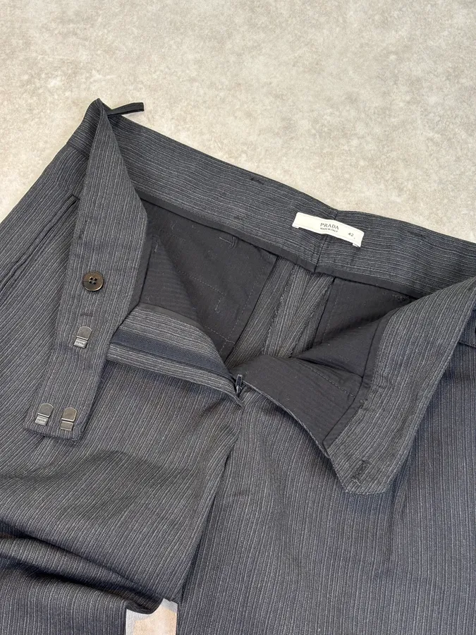 SS2007 Prada Grey Virgin Wool Tailored Pants - Image 9