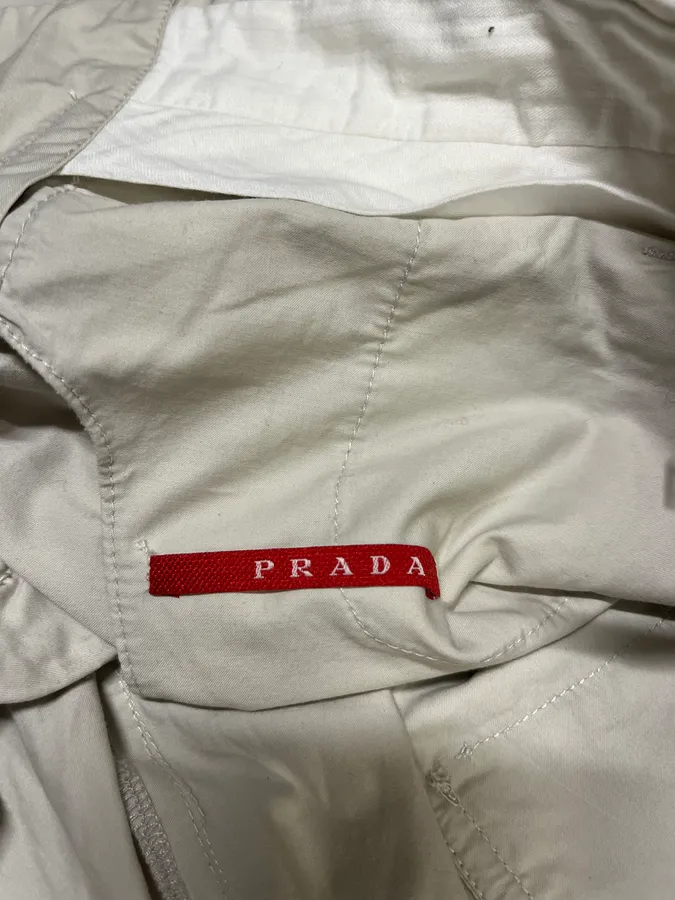 SS2007 Prada Light Beige Simple Shorts - Image 9