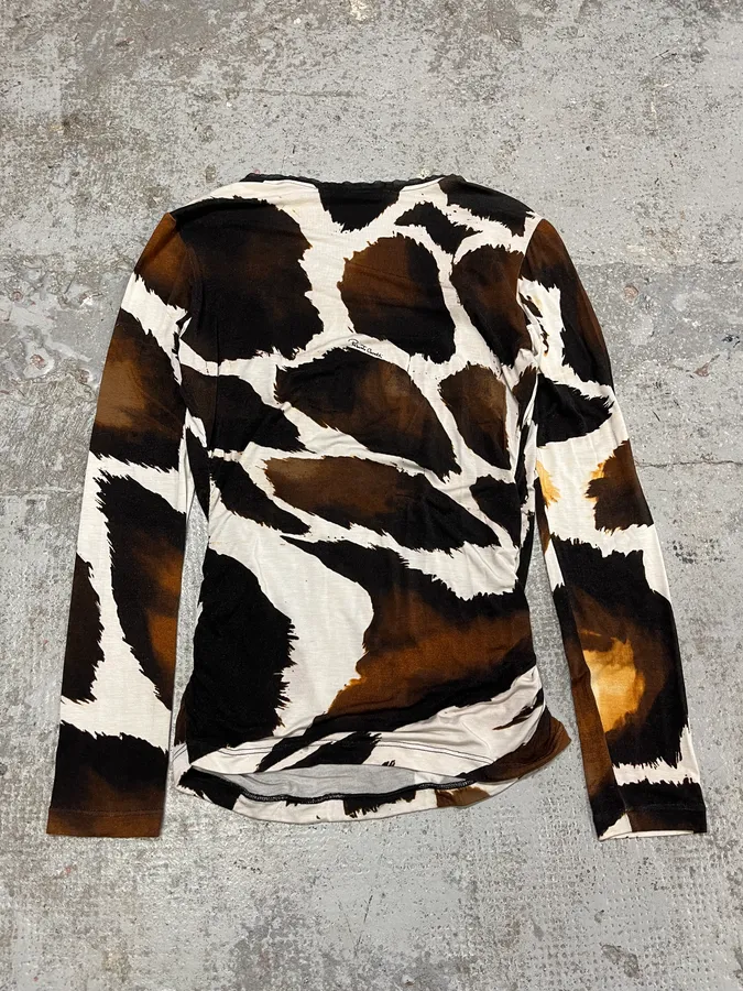 SS2007 Roberto Cavalli Cowhide Effect V Longsleeves Top - Image 4