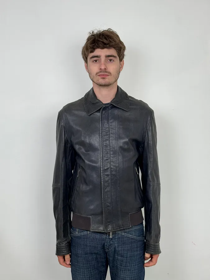 SS2007 Versace Black Leather Jacket - Image 2