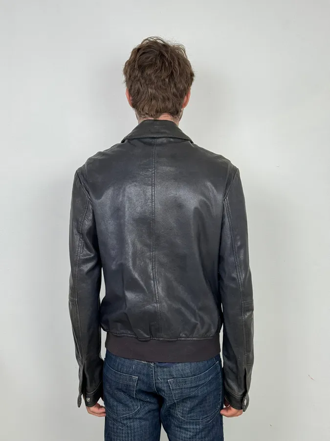 SS2007 Versace Black Leather Jacket - Image 3
