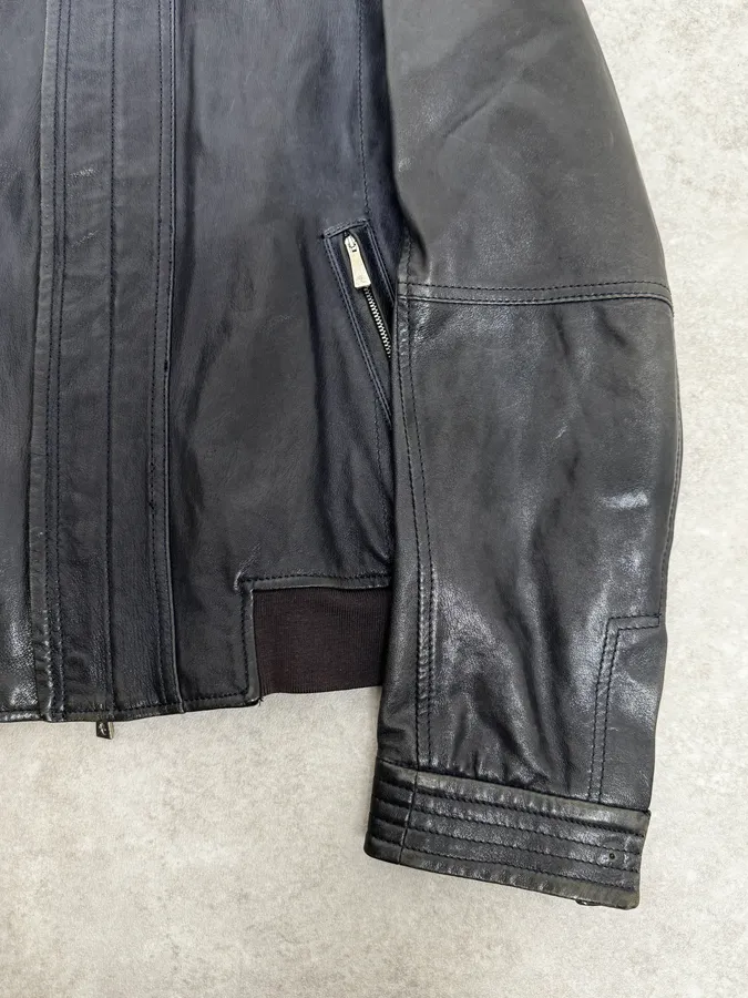 SS2007 Versace Black Leather Jacket - Image 8