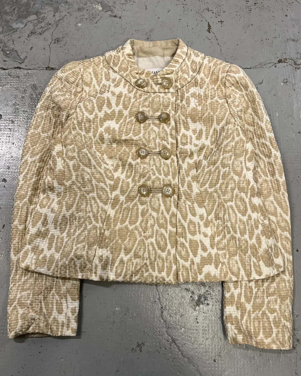 SS2008 Armani Beige Leopard Buttoned White Jacket - Image 4