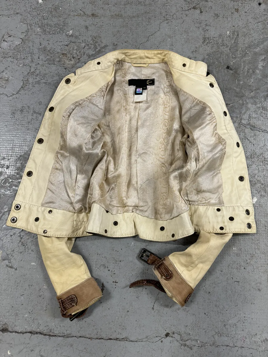 SS2008 Cavalli Beige Hybrid Pony Hair Leather Jacket - Image 7