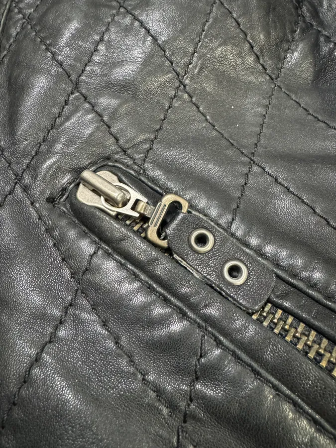 SS2008 Cavalli Moto Biker Black Leather Jacket - Image 9