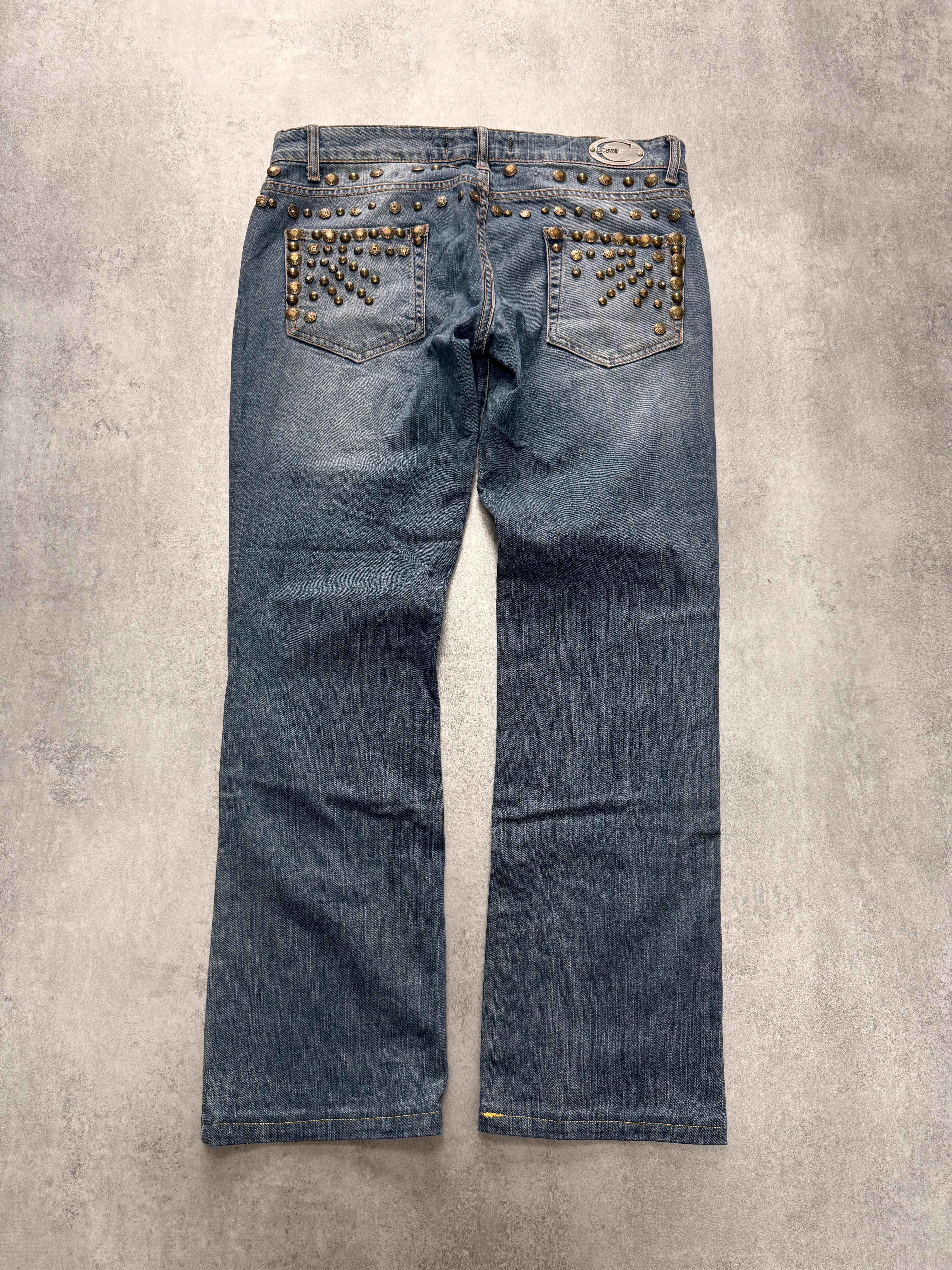 SS2008 Cavalli Studded Sun Faded Denim Jeans - Image 4