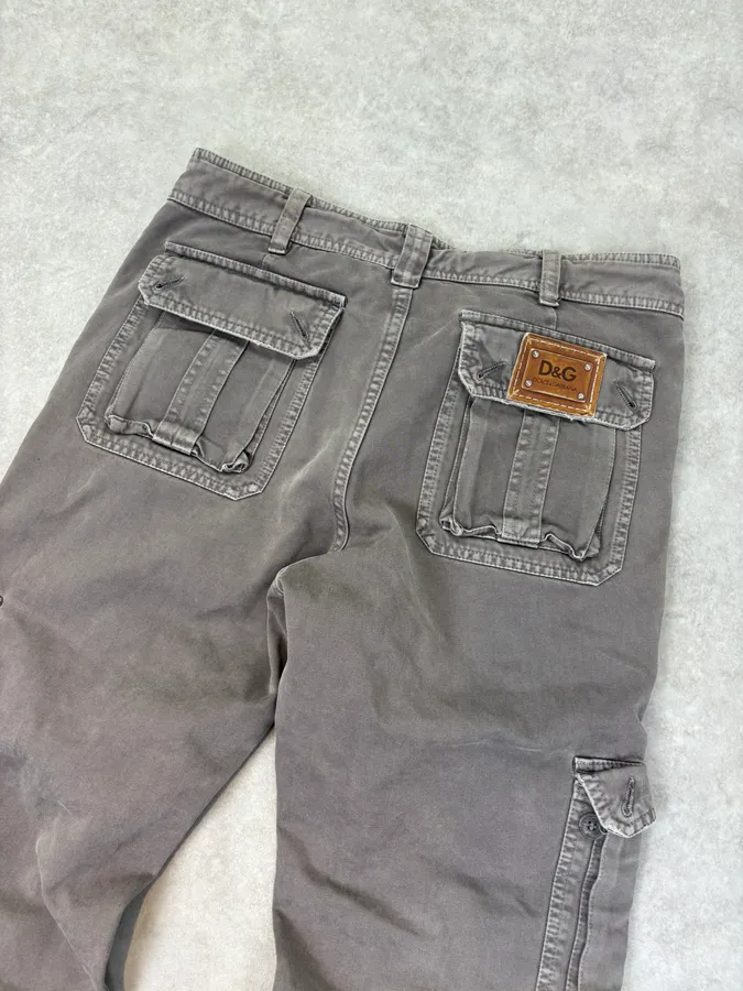 SS2008 Dolce & Gabbana Grey Multi-Pocket Cargo Pants - Image 7