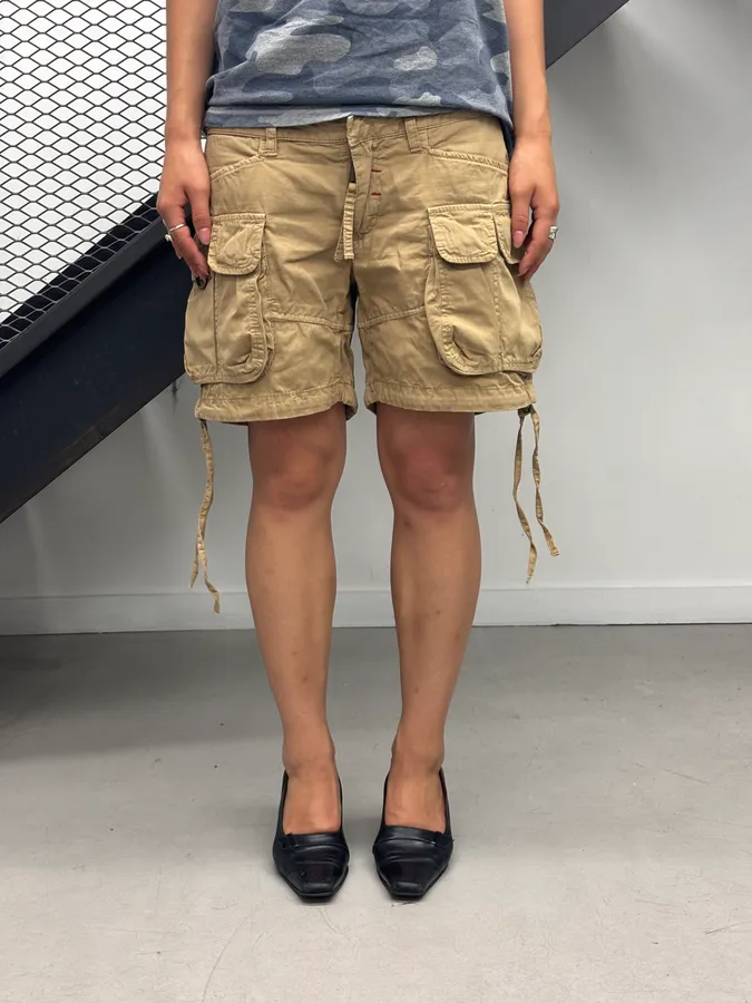SS2008 Dsquared2 Beige Multi Pockets Cargo Shorts