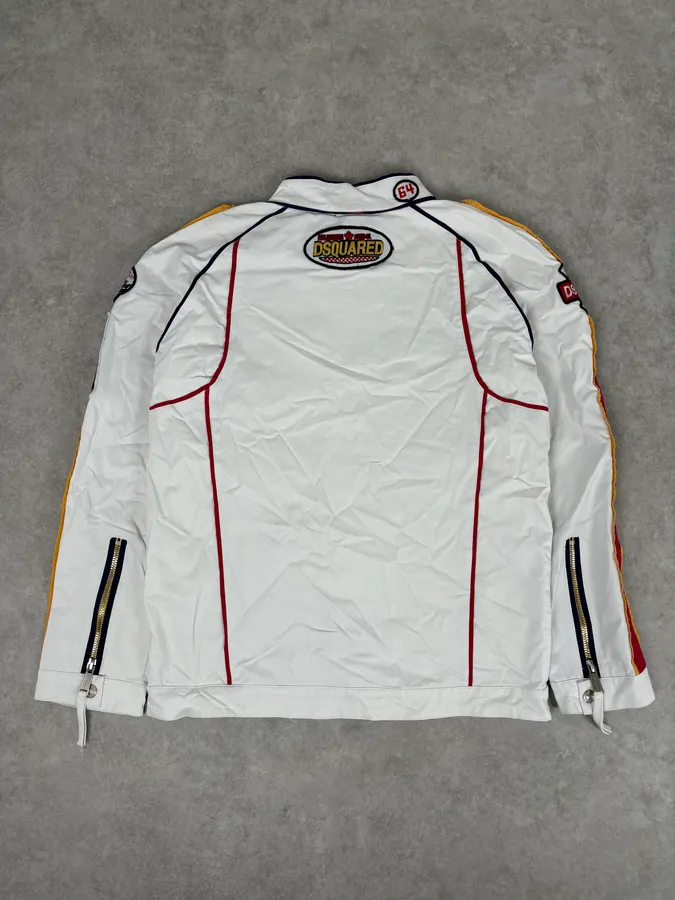 SS2008 Dsquared2 White Racing Patchwork Jacket - Image 7