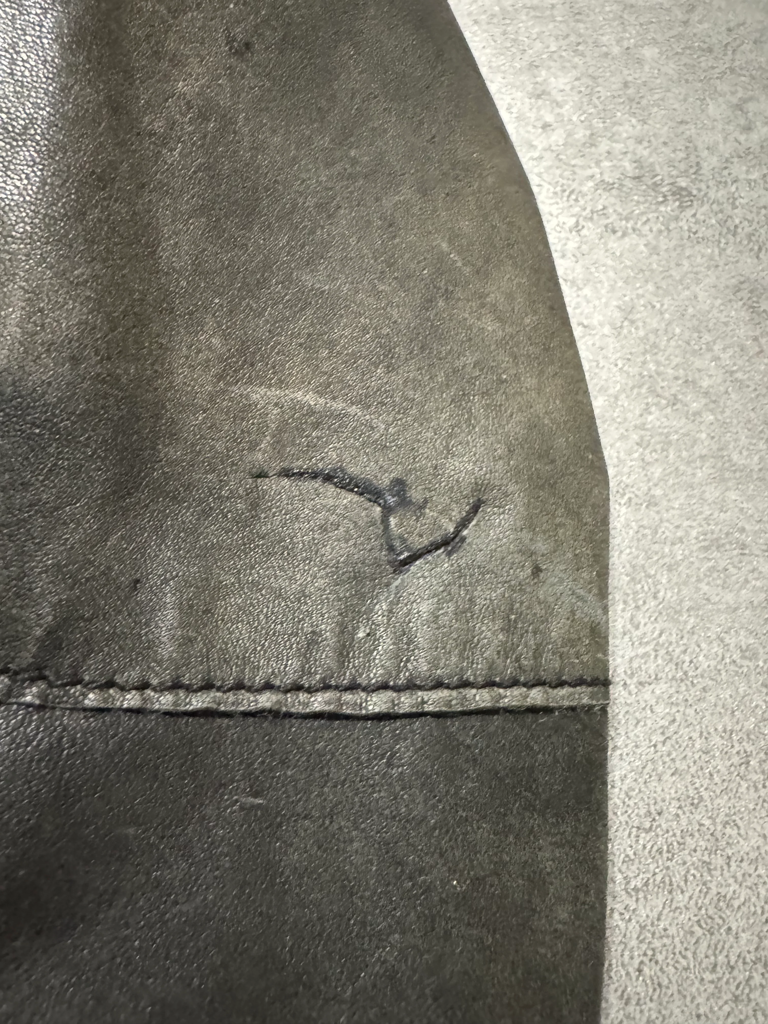 SS2008 Emporio Armani Hooded Faded Leather Black Jacket - Image 5