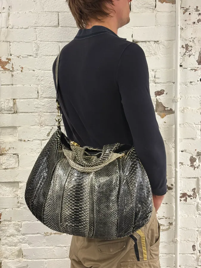 SS2008 Gucci Black & Grey Python Hysteria Babouska Shopper Handle Bag - Image 4