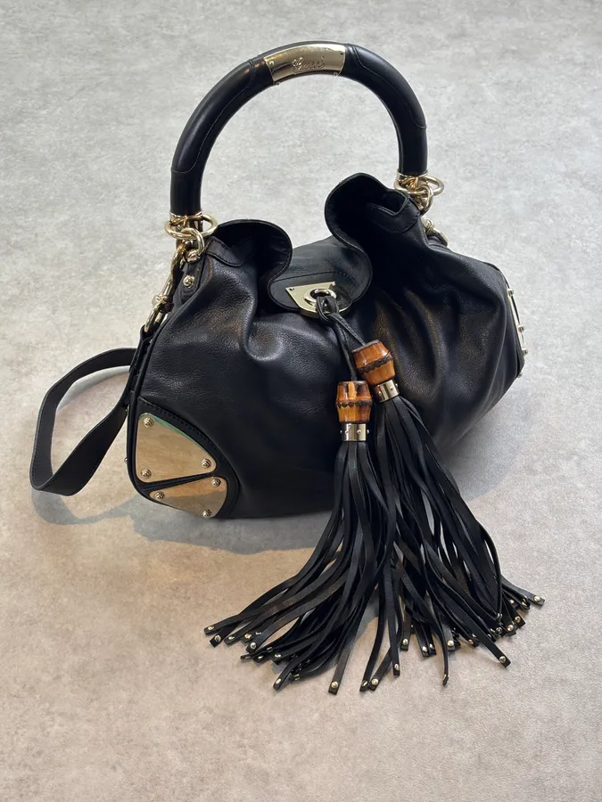 SS2008 Gucci Black Indy Leather Handle Bag by Frida Giannini