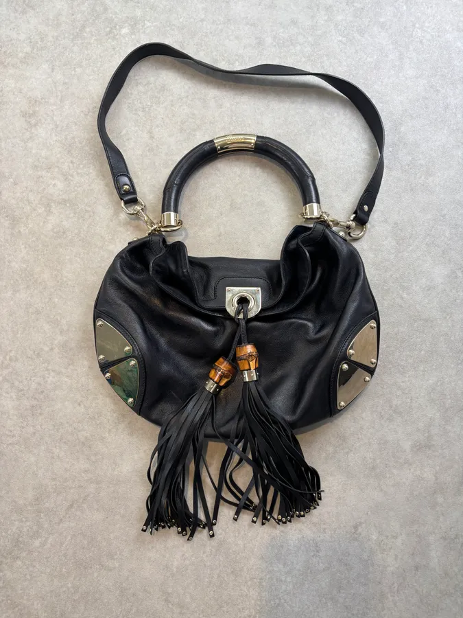 SS2008 Gucci Black Indy Leather Handle Bag by Frida Giannini - Image 4