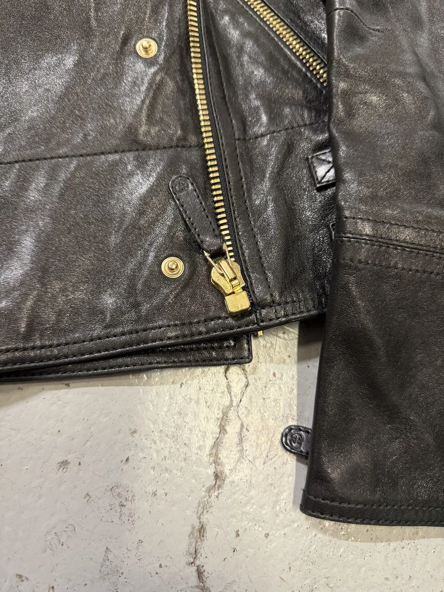 SS2008 Gucci Black & Yellow Floral Leather Biker Jacket by Frida Giannini - Image 14
