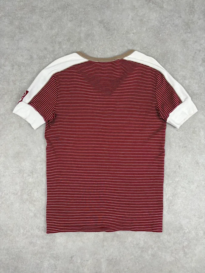 SS2008 Gucci Red Striped Henley T-Shirt - Image 5