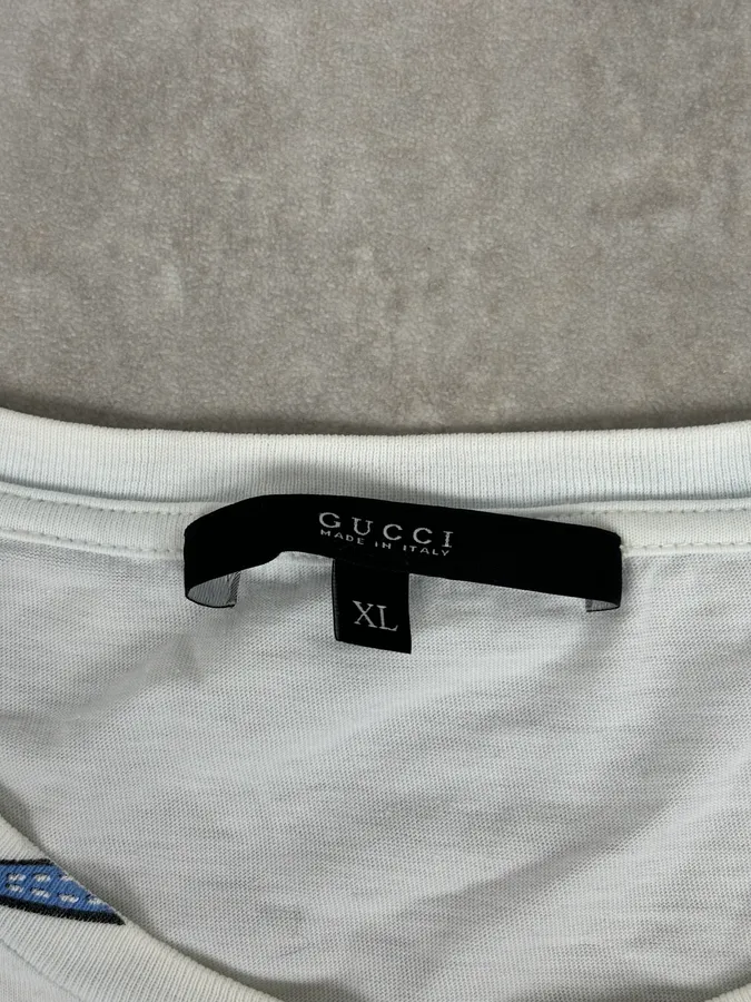 SS2008 Gucci White Cotton Graphic Print T-Shirt - Image 9
