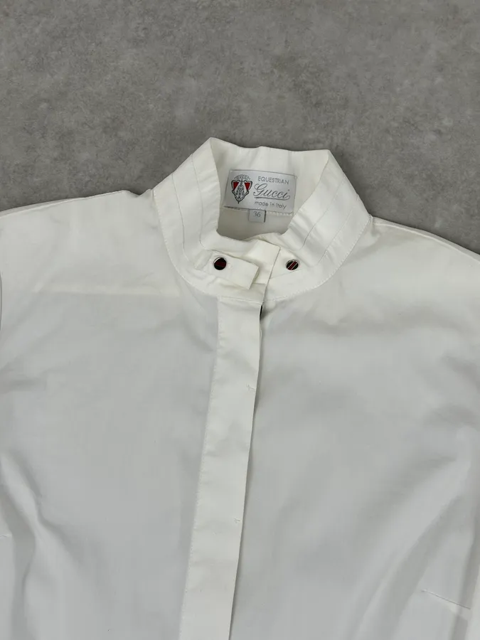 SS2008 Gucci White Web Stripe Shirt - Image 5