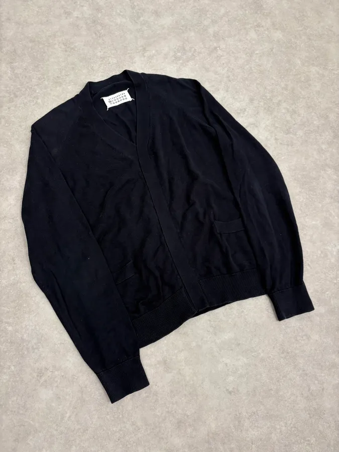 SS2008 Maison Martin Margiela Navy V-Neck Cardigan Sweater - Image 4