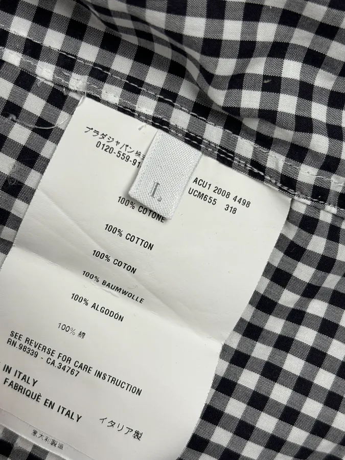 SS2008 Prada Black White Checkered Shirt - Image 10