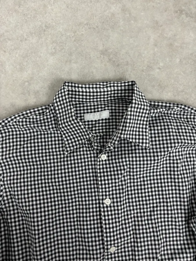 SS2008 Prada Black White Checkered Shirt - Image 5