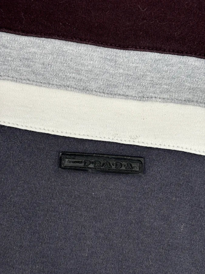 SS2008 Prada Grey Cozy Striped Polo - Image 8