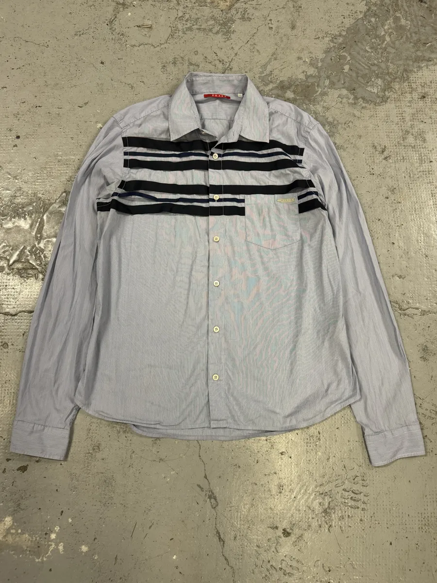 SS2008 Prada Striped Blue Shirt - Image 2