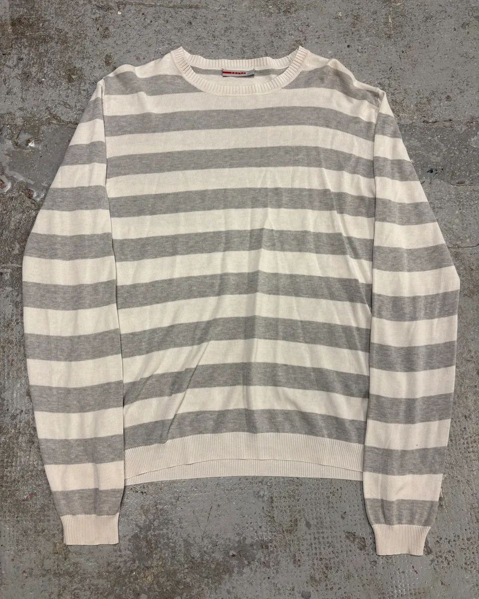 SS2008 Prada White & Grey Striped Sweater