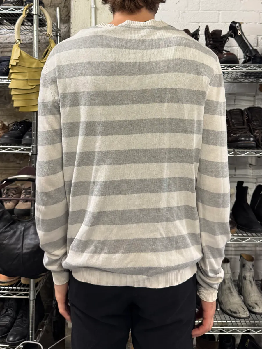 SS2008 Prada White & Grey Striped Sweater - Image 3