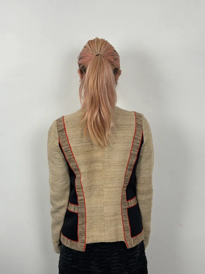 SS2009 Balenciaga Beige Wool Contrast Pocket Light Blazer Jacket - Image 3
