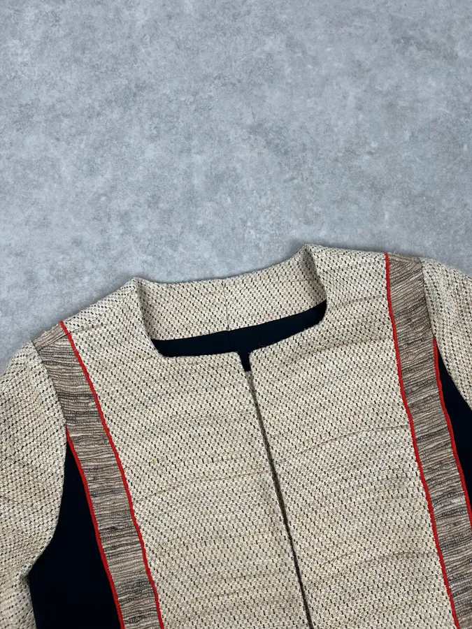 SS2009 Balenciaga Beige Wool Contrast Pocket Light Blazer Jacket - Image 5