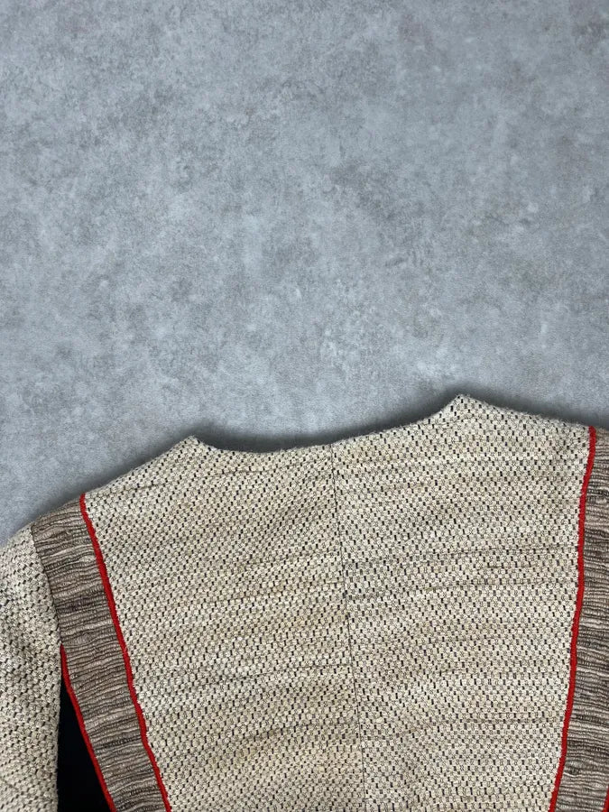 SS2009 Balenciaga Beige Wool Contrast Pocket Light Blazer Jacket - Image 7