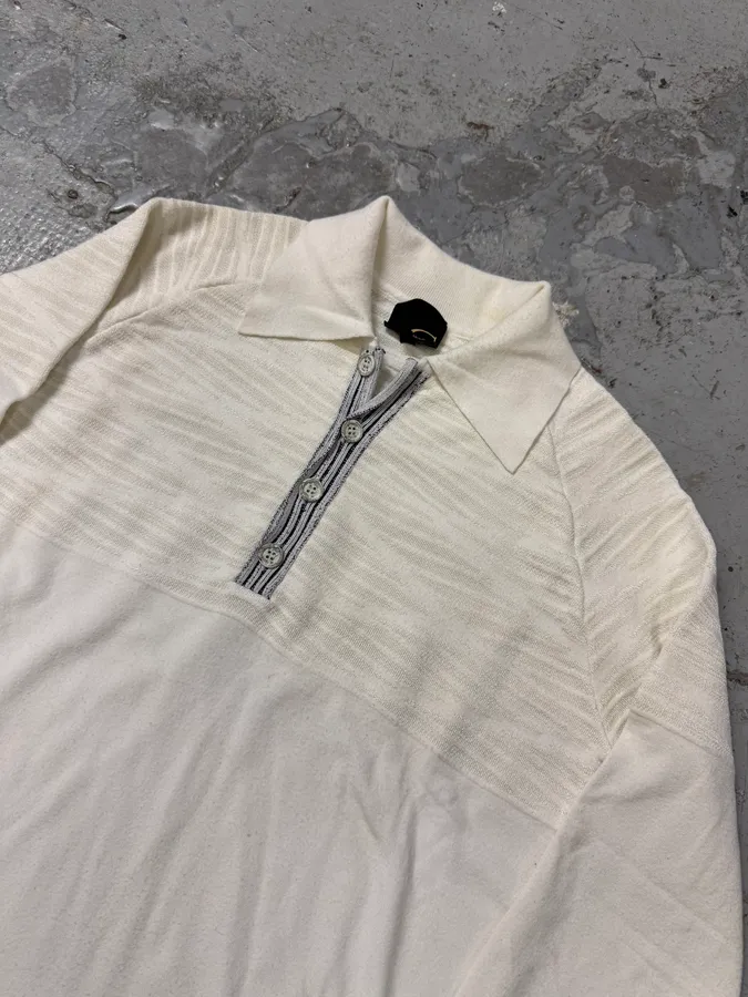 SS2009 Cavalli White Pleats Polo Longsleeves - Image 3