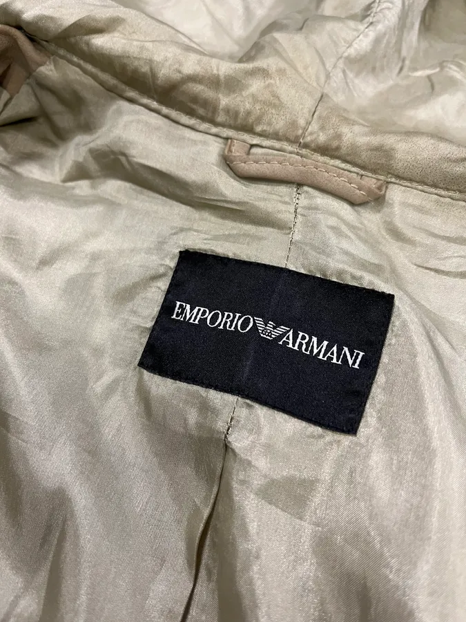 SS2009 Emporio Armani Beige Lamb Leather Hooded Jacket - Image 9