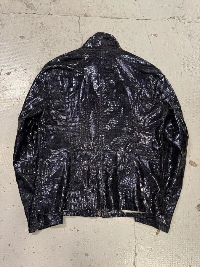 SS2009 Emporio Armani Navy Shiny Crocodile Effet Jacket - Image 5