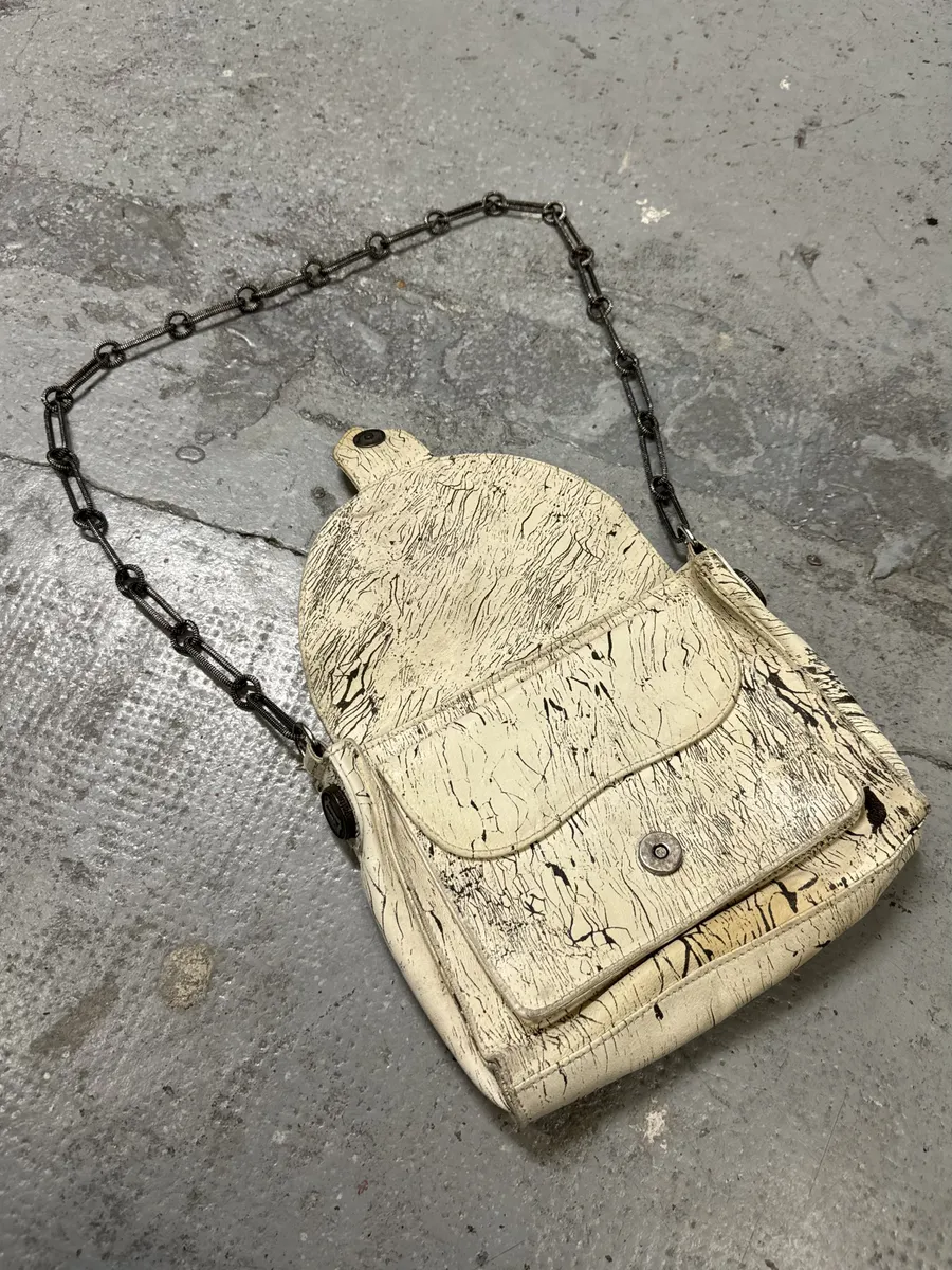 SS2009 Galliano Creamy Artisanal Eroded Effect Metallic Shoulder Bag - Image 7