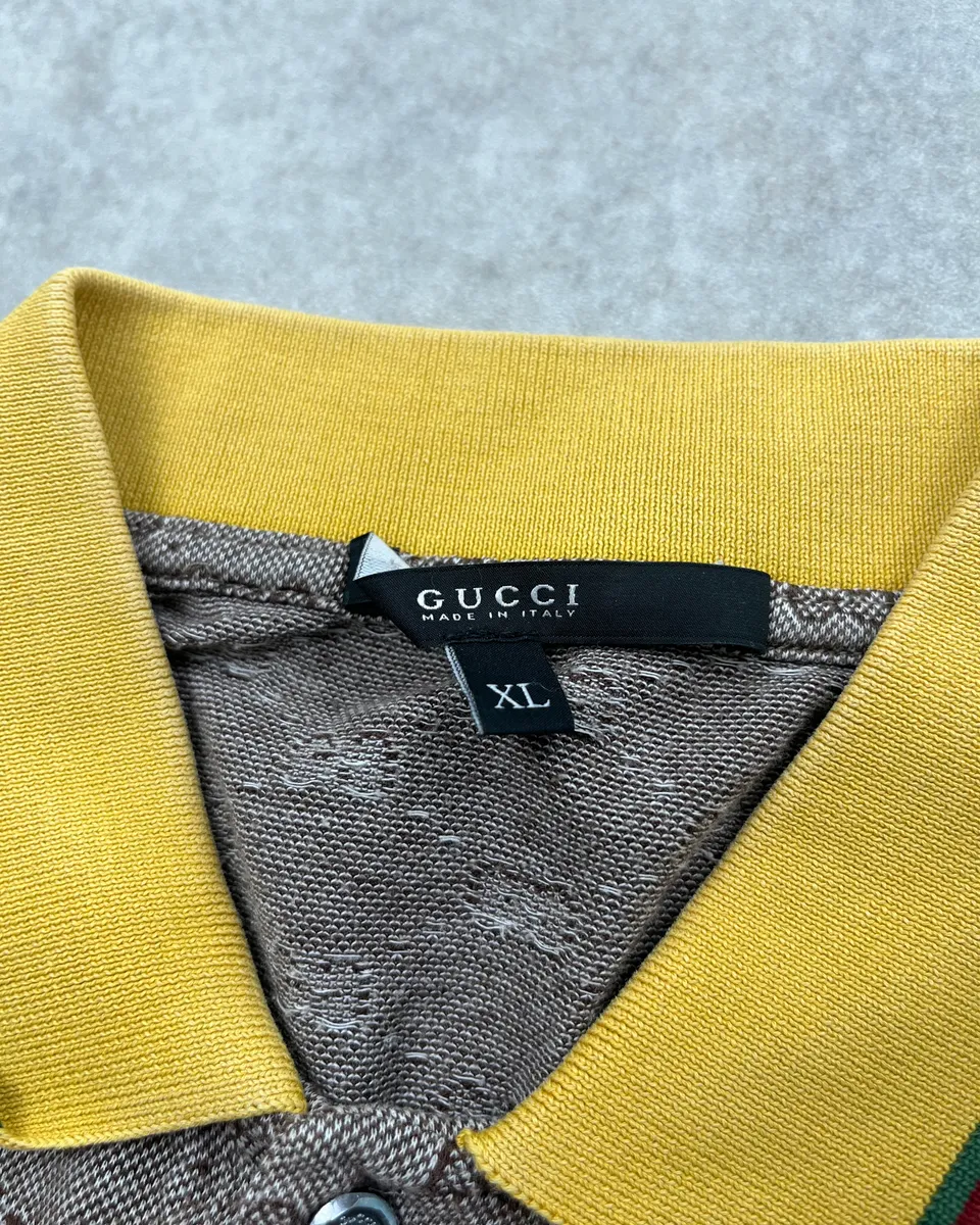 SS2009 Gucci Grey Monogram Yellow Collar Polo by Frida Giannini - Image 10