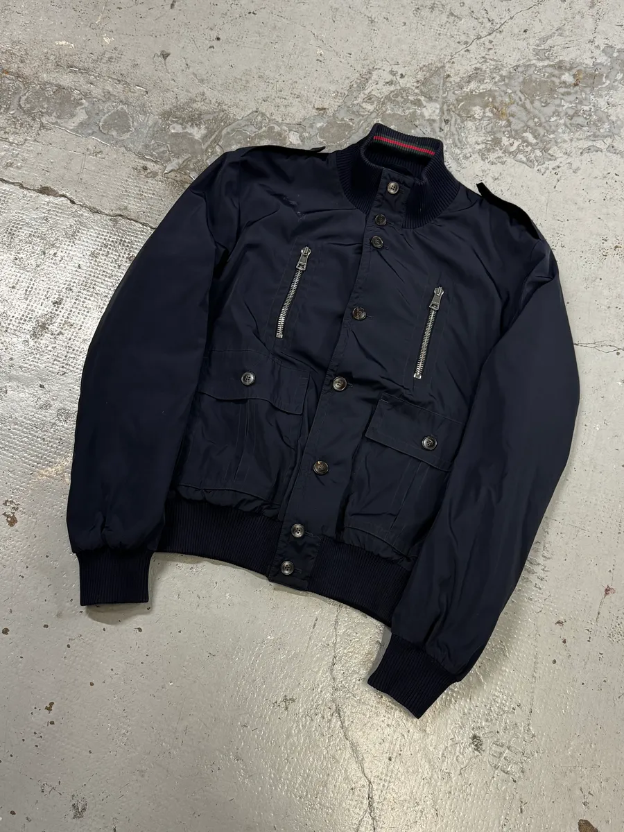 SS2009 Gucci Navy Madonna Military Nylon Jacket - Image 5