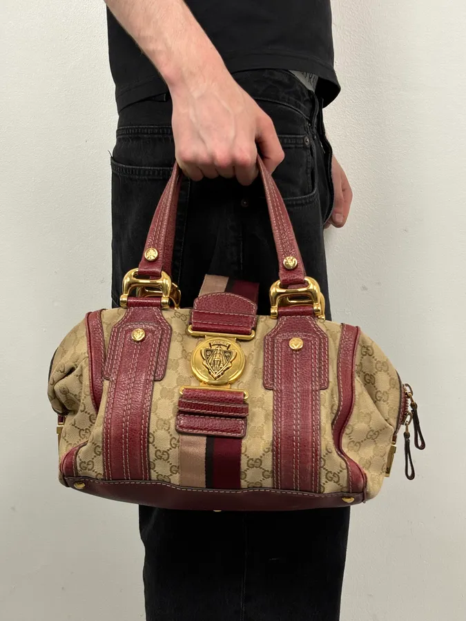 SS2009 Gucci Red & Beige Monogram Heritage Bag by Frida Giannini - Image 3