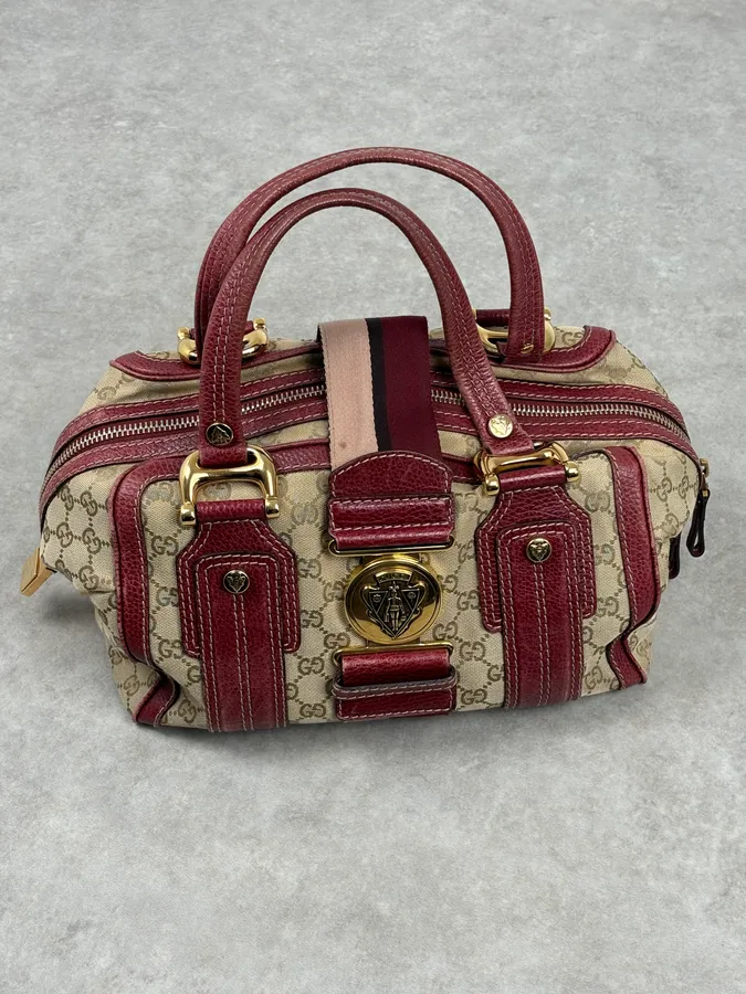 SS2009 Gucci Red & Beige Monogram Heritage Bag by Frida Giannini - Image 4