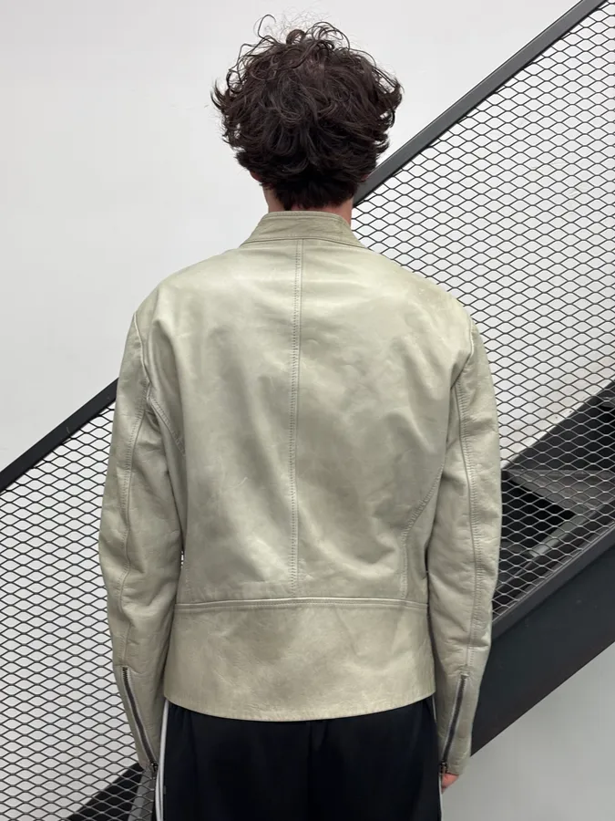 SS2009 Maison Martin Margiela Cream Leather 5-Zip Leather Jacket - Image 3