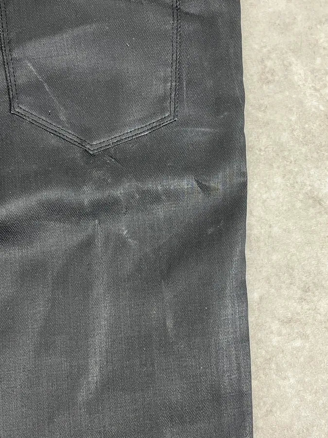 SS2009 Prada Black Obscure Tapered Slim Waxed Effect Denim Jeans - Image 9