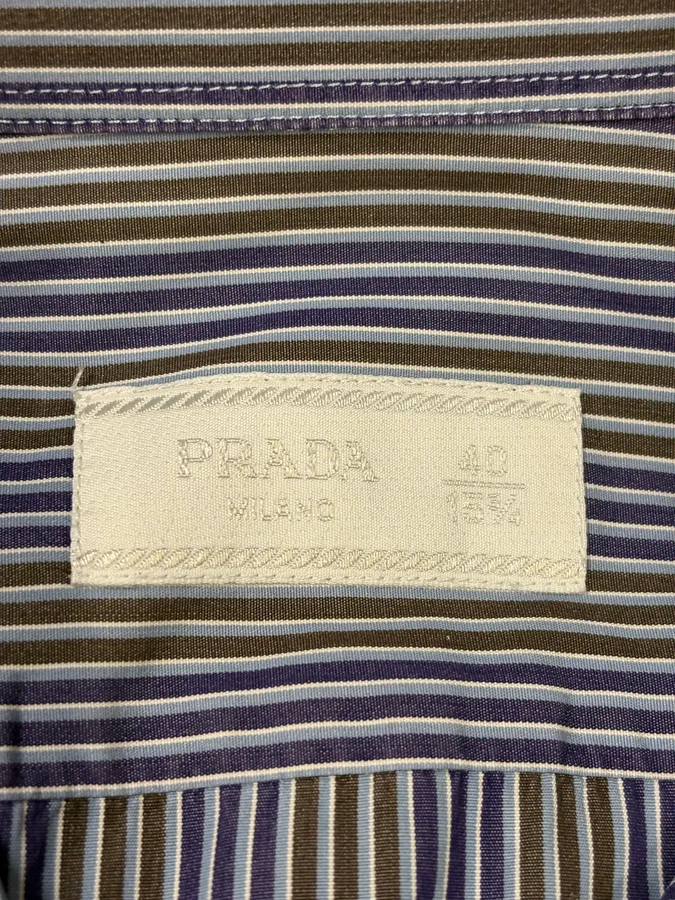 SS2009 Prada Blue & Brown Striped Classy Shirt - Image 6