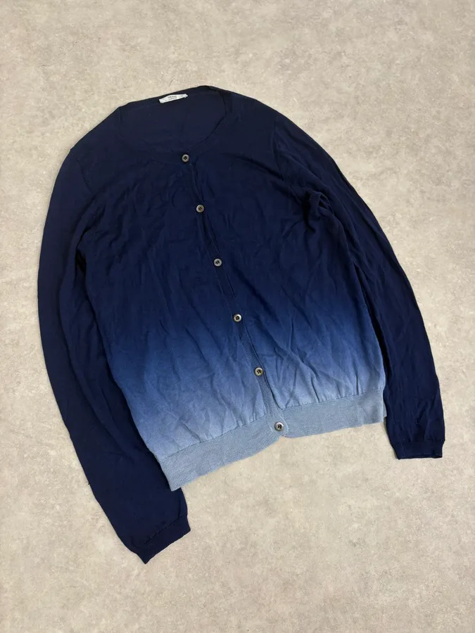 SS2009 Prada Navy Gradiant Wool Cardigan - Image 4