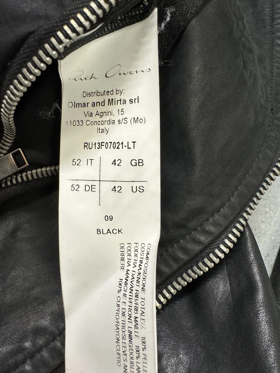 SS2009 Rick Owens Intarsia High Neck Black Leather Jacket - Image 7
