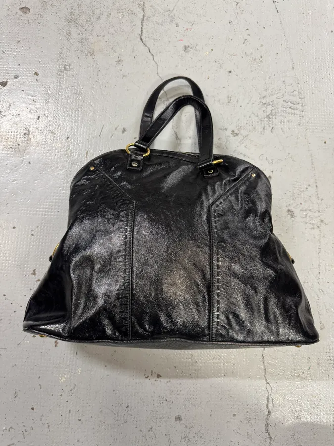 SS2009 Yves Saint Laurent Muse Shiny Black Leather Handle Bag - Image 8