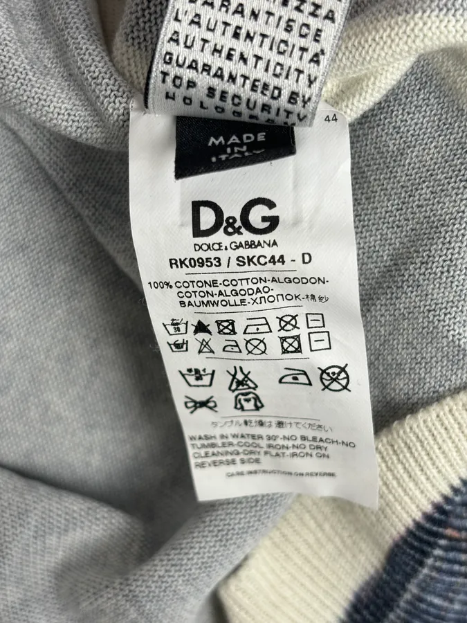 SS2010 Dolce & Gabbana Blue Denim Trompe-loeil V Neck Sweater - Image 13