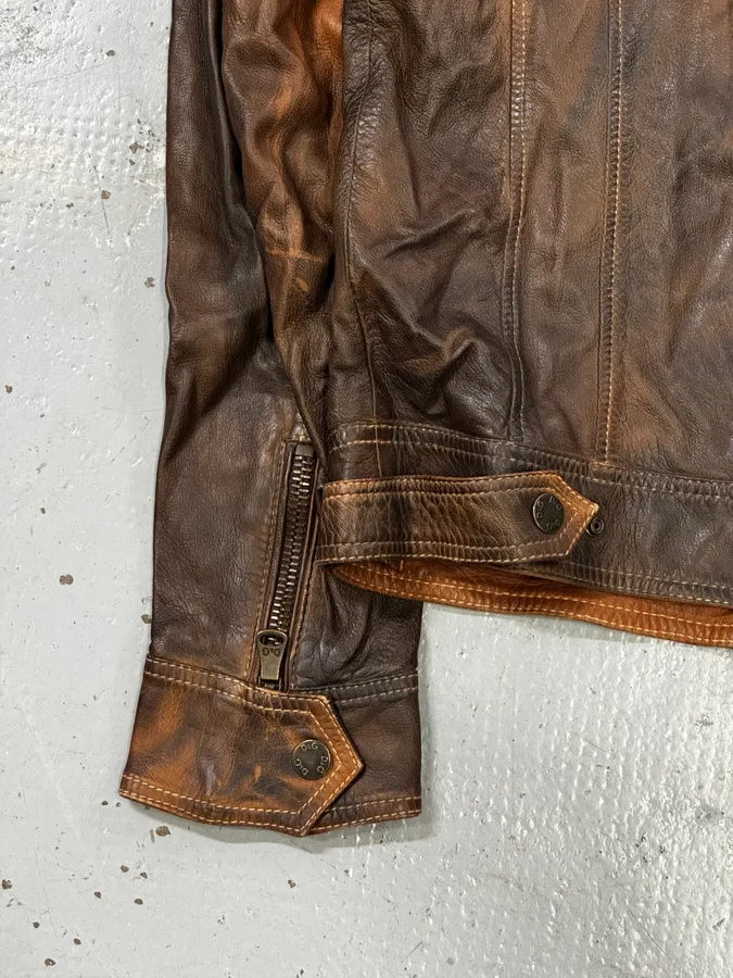 SS2010 Dolce & Gabbana Brown Gradient Leather Jacket - Image 10