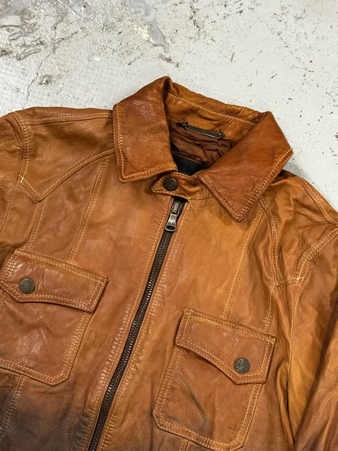 SS2010 Dolce & Gabbana Brown Gradient Leather Jacket - Image 11